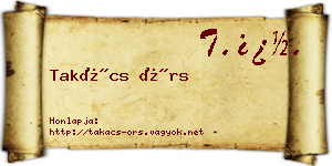 Takács Örs névjegykártya